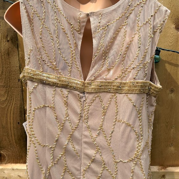 Roman's Sparkling Champagne Sleeveless Cocktail Dress With Gorgeous Beading - Picture 6 of 14